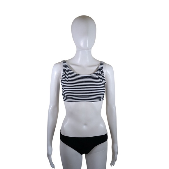 Black & White Striped Bikini Swimming Suit Top Size S - Picture 1 of 3